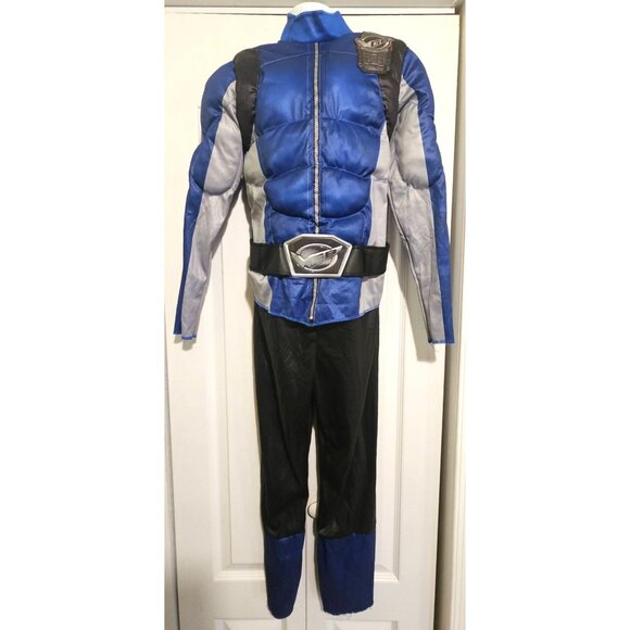 Power Rangers Beast Morphers Blue Ranger Kids Muscle Costume Mask Halloween 7-8 - Picture 3 of 10